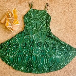 Dress for the Holidays - Green Sequins Dress